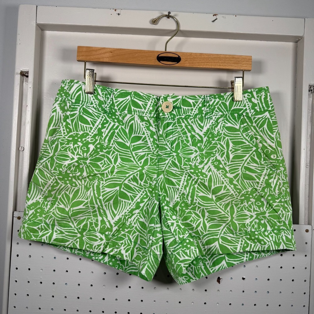 Lilly Pulitzer Callahan Shorts Women's Green White‎ Leaf Print 4.5" Inseam - 10